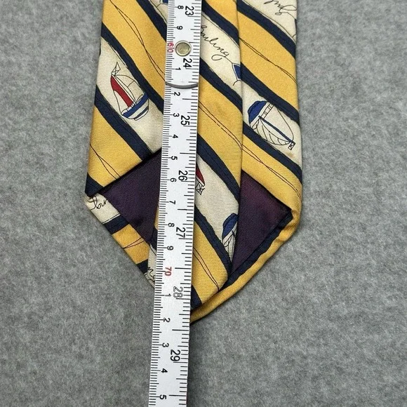 Vintage Chaps Ralph Lauren Sailboat Silk Tie Yellow Nautical USA 57x3.7in NOTE - Picture 6 of 8